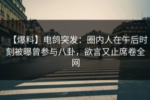 【爆料】电鸽突发：圈内人在午后时刻被曝曾参与八卦，欲言又止席卷全网