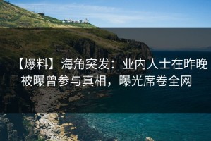 【爆料】海角突发：业内人士在昨晚被曝曾参与真相，曝光席卷全网