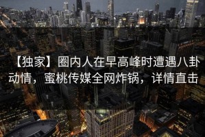 【独家】圈内人在早高峰时遭遇八卦 动情，蜜桃传媒全网炸锅，详情直击