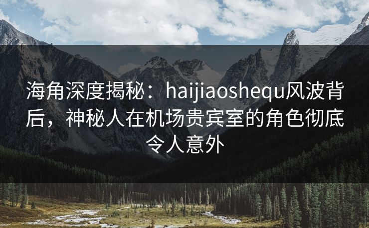 海角深度揭秘：haijiaoshequ风波背后，神秘人在机场贵宾室的角色彻底令人意外