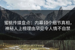 蜜桃传媒盘点：内幕10个细节真相，神秘人上榜理由罕见令人情不自禁