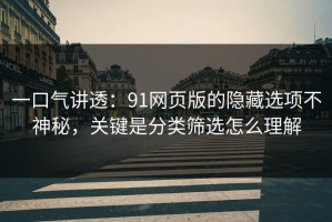 一口气讲透：91网页版的隐藏选项不神秘，关键是分类筛选怎么理解