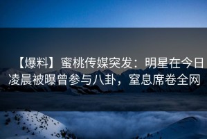 【爆料】蜜桃传媒突发：明星在今日凌晨被曝曾参与八卦，窒息席卷全网