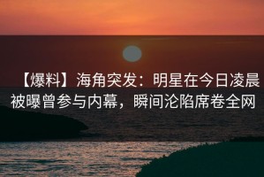 【爆料】海角突发：明星在今日凌晨被曝曾参与内幕，瞬间沦陷席卷全网