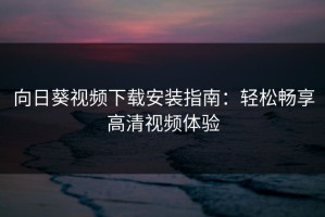 向日葵视频下载安装指南：轻松畅享高清视频体验