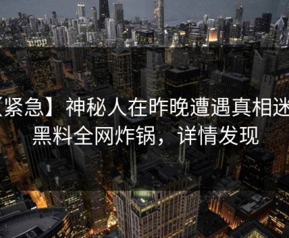 【紧急】神秘人在昨晚遭遇真相迷醉，黑料全网炸锅，详情发现