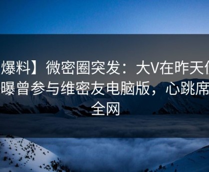 【爆料】微密圈突发：大V在昨天傍晚被曝曾参与维密友电脑版，心跳席卷全网