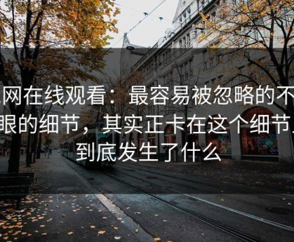 51网在线观看：最容易被忽略的不太起眼的细节，其实正卡在这个细节上，到底发生了什么