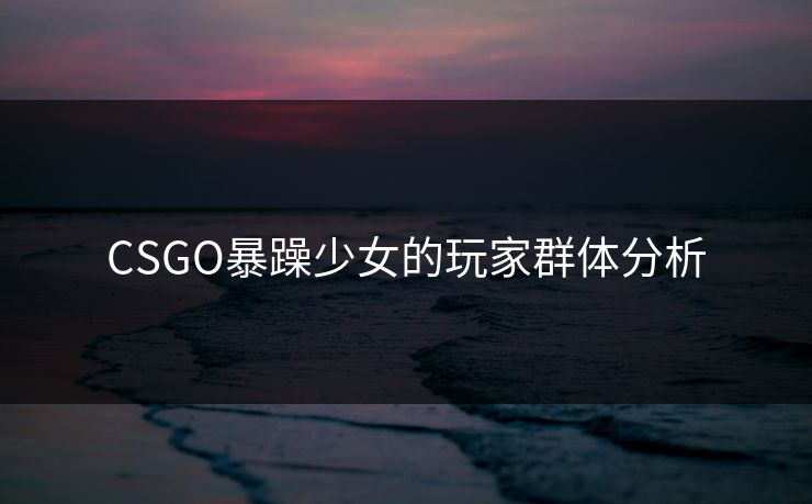 CSGO暴躁少女的玩家群体分析
